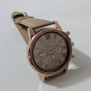 Unisex Tan & Rose Gold Geneva Quartz Ghost Watch